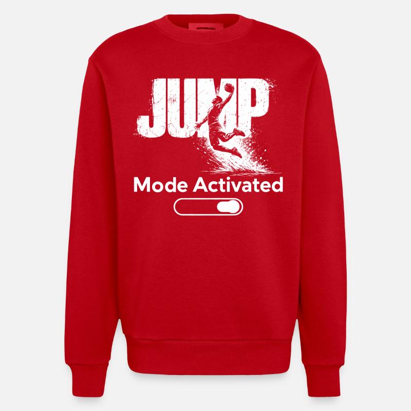 Mode saut, t-shirt activé Basket-dunk - Sweat bio épais oversize fabriqué en UE - rouge