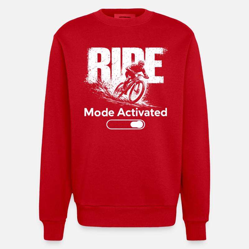 Mode Ride, Chemise Activée VTT VTT - Sweat bio épais oversize fabriqué en UE - rouge