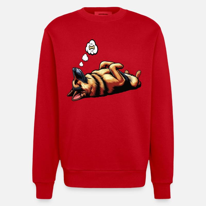 Deutscher Schäferhund Schäferhunde Schäferhunde - Heavyweight Oversized Organic Crew Neck Made in EU - Rot