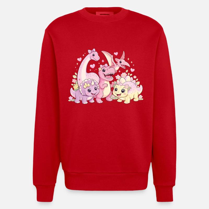 Meuble Troupe de Dinos Filles Mignonnes - Sweat bio épais oversize fabriqué en UE - rouge