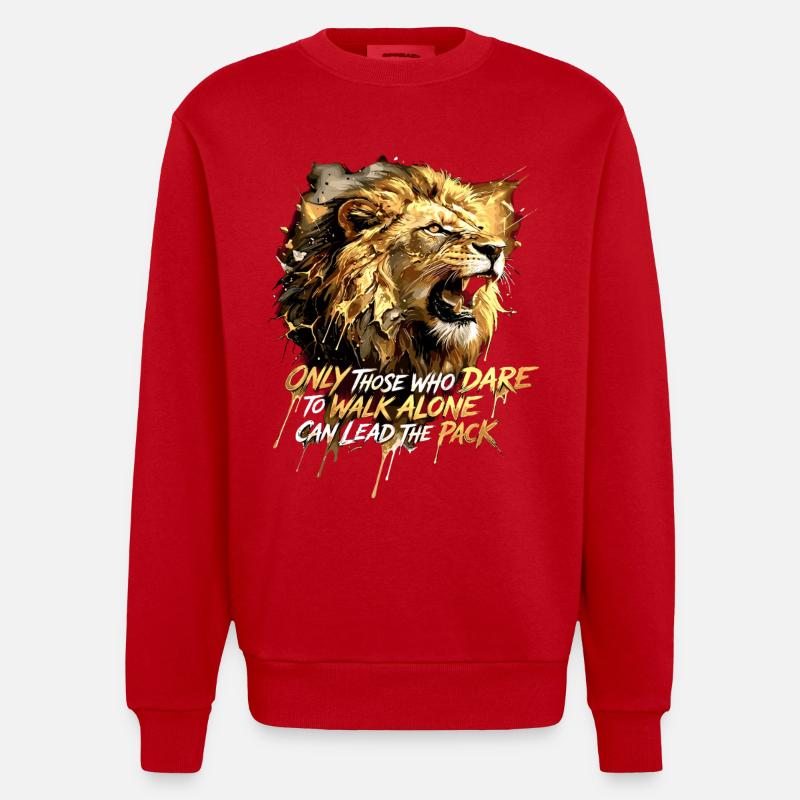 Citation du Lion Oser Marcher Seul - Sweat bio épais oversize fabriqué en UE - rouge