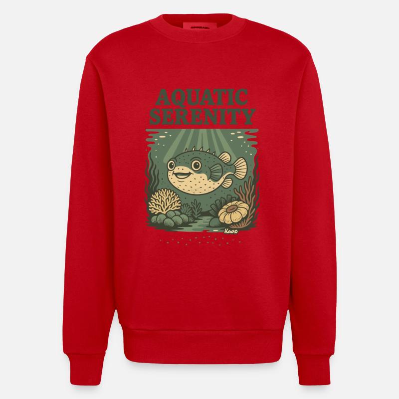 Wasser-Serenity-Kugelfisch - Heavyweight Oversized Organic Crew Neck Made in EU - Rot