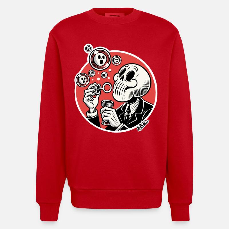 Skelettblasen-Illustration - Heavyweight Oversized Organic Crew Neck Made in EU - Rot