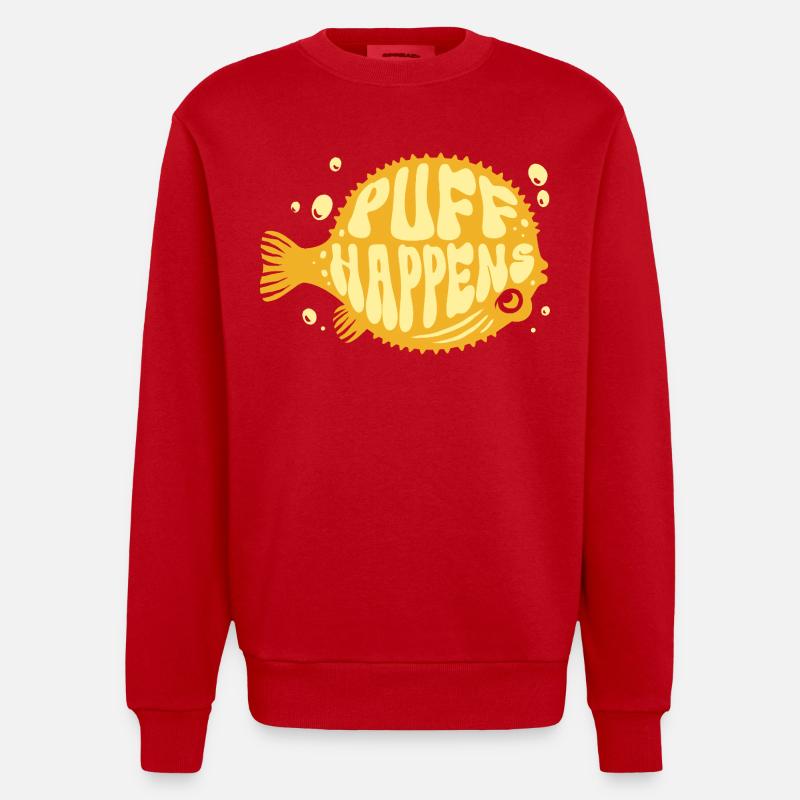 Le Poisson-Globe Suff Arrive - Sweat bio épais oversize fabriqué en UE - rouge