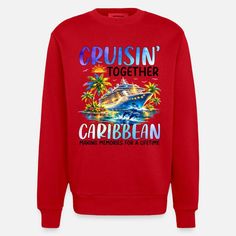 Cruisin Ensemble dans les Caraïbes - Sweat bio épais oversize fabriqué en UE - rouge