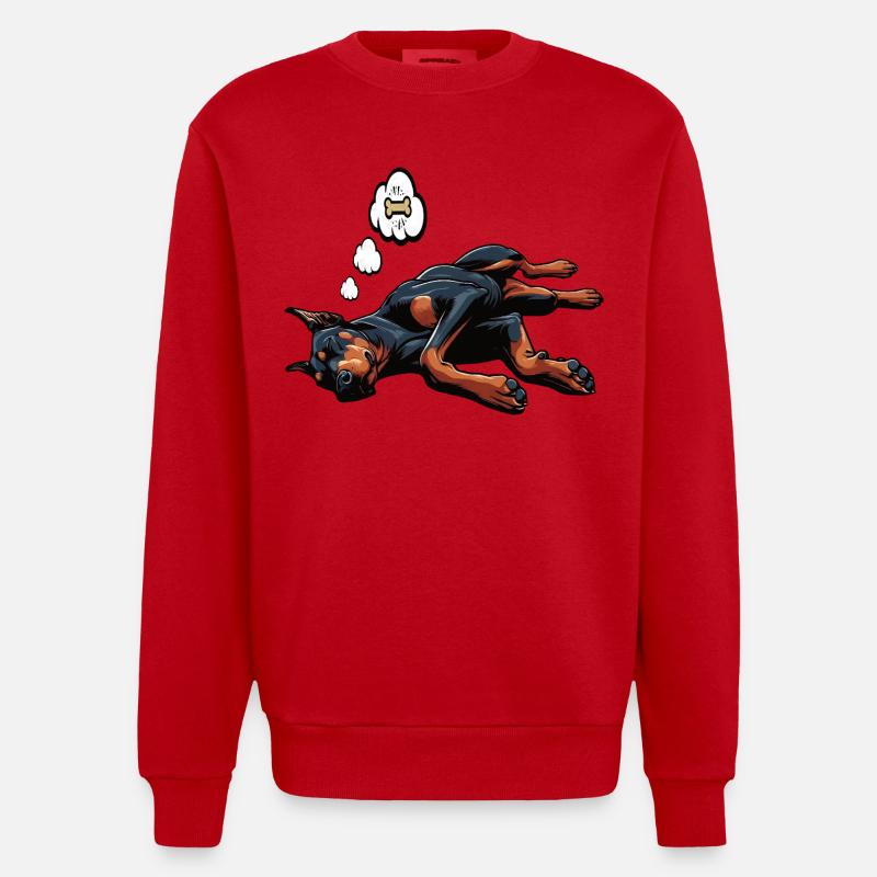 Doberman Doberman Propriétaire Doberman Lovers - Sweat bio épais oversize fabriqué en UE - rouge