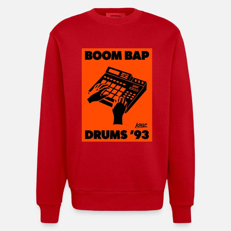 Boom Bap Drums '93 Rétro - Sweat bio épais oversize fabriqué en UE - rouge