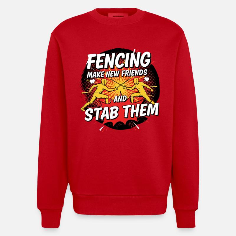 Fechten Lustig - Heavyweight Oversized Organic Crew Neck Made in EU - Rot