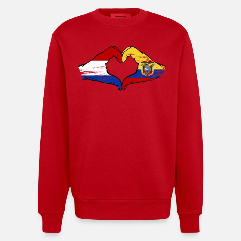Cœur du drapeau de Hollande-Équateur utilisé - Sweat bio épais oversize fabriqué en UE - rouge