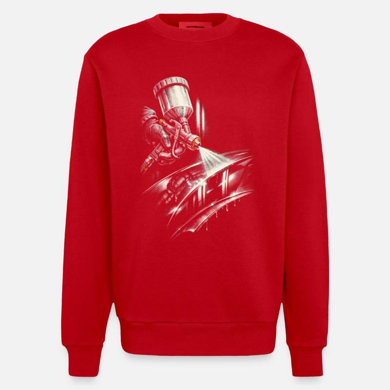 Vehicle Painter Car Painter Painter - Heavyweight Oversized Organic Crew Neck Made in EU - red