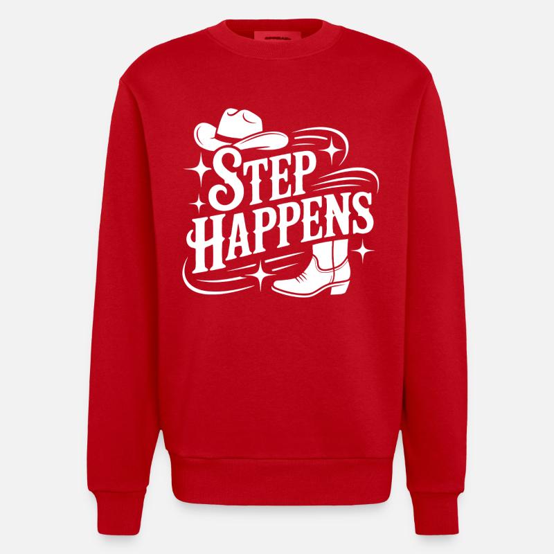 Step Happens Western Line Dance - Heavyweight Oversized Organic Crew Neck Made in EU - red