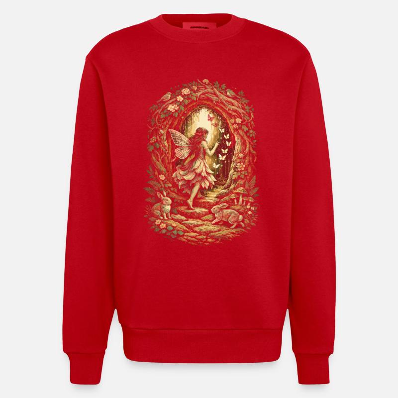 Fairycore Fee Gotisch - Heavyweight Oversized Organic Crew Neck Made in EU - Rot