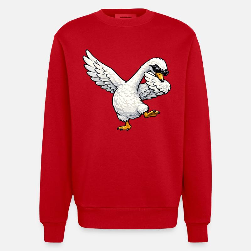 Dabbing Schwan - Heavyweight Oversized Organic Crew Neck Made in EU - Rot