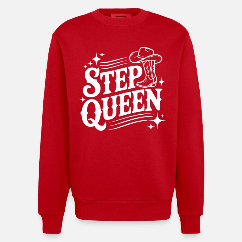 Step Queen Line Dance Cowboystil - Heavyweight Oversized Organic Crew Neck Made in EU - Rot