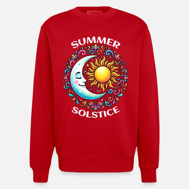 Litha Pagan Solstice d’été Midsommar - Sweat bio épais oversize fabriqué en UE - rouge