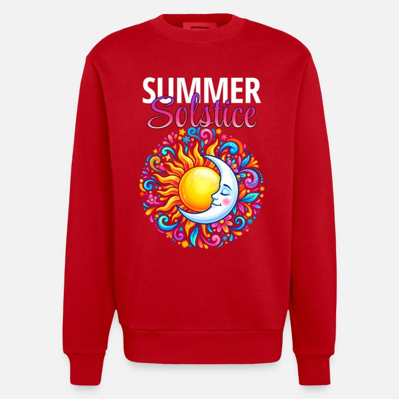 Litha Pagan Solstice d’été Midsommar - Sweat bio épais oversize fabriqué en UE - rouge