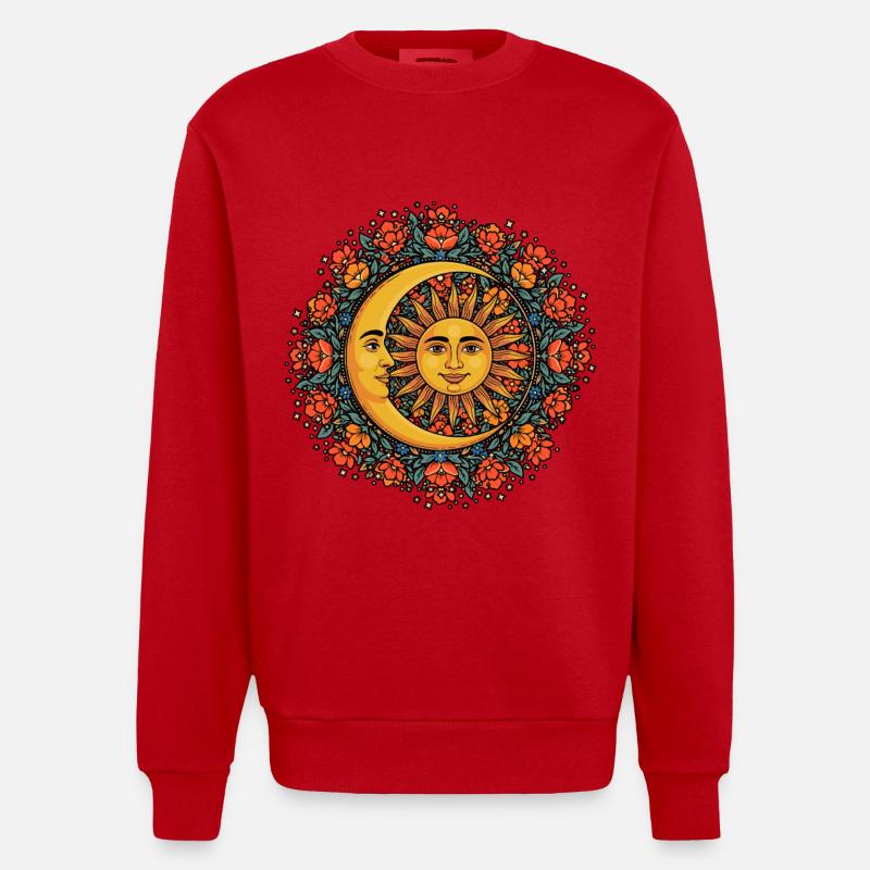 Litha Pagan Summer Solstice Midsummer Midsommar - Heavyweight Oversized Organic Crew Neck Made in EU - red