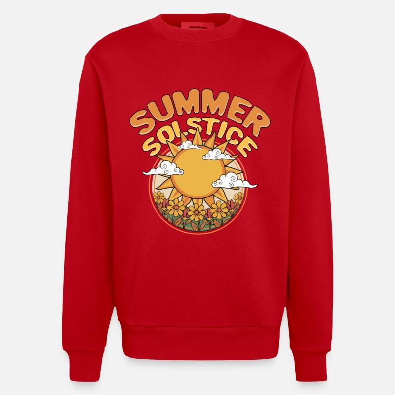 Litha Pagan Solstice d’été Midsommar - Sweat bio épais oversize fabriqué en UE - rouge