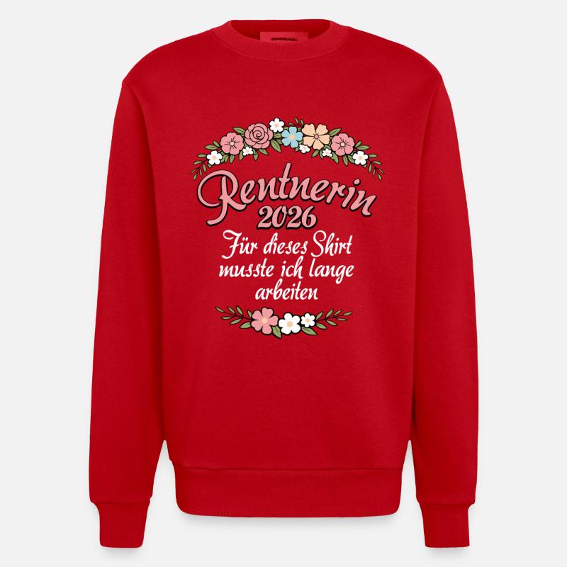 Rente | Retraité 2026 | Retraite - Sweat bio épais oversize fabriqué en UE - rouge