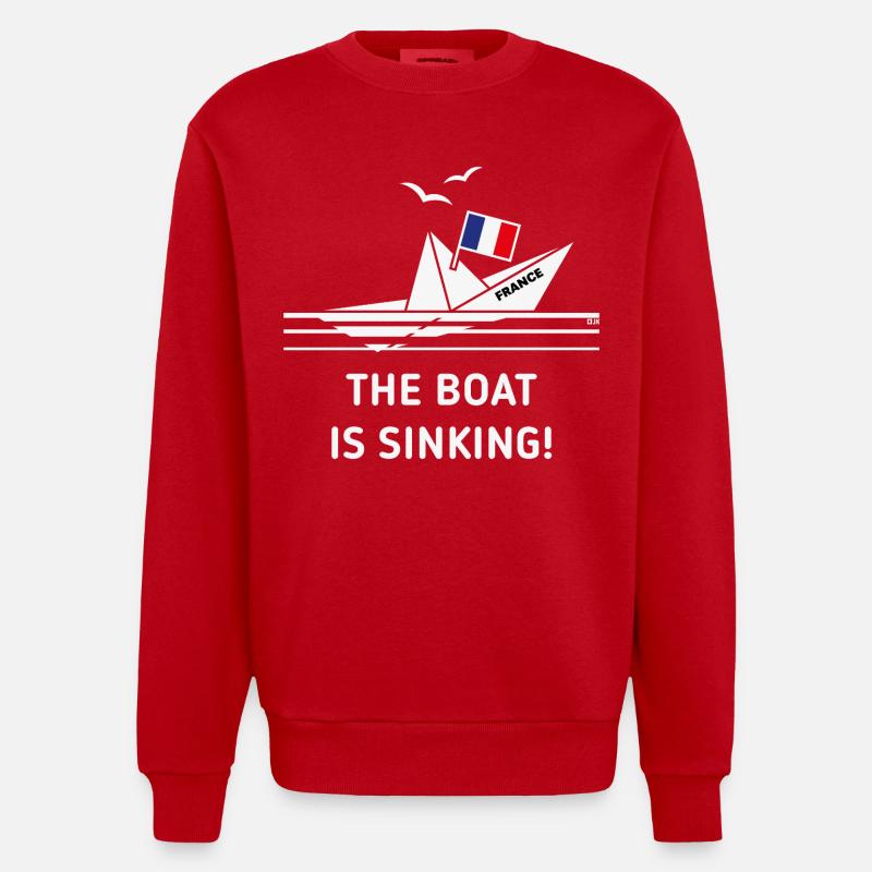 Das Boot sinkt! (Frankreich / NEG) - Heavyweight Oversized Organic Crew Neck Made in EU - Rot