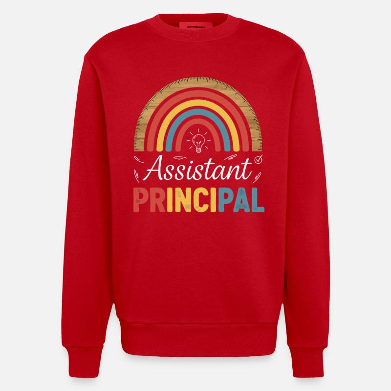 Assistant Principal Rainbow Retro - Heavyweight Oversized Organic Crew Neck Made in EU - red