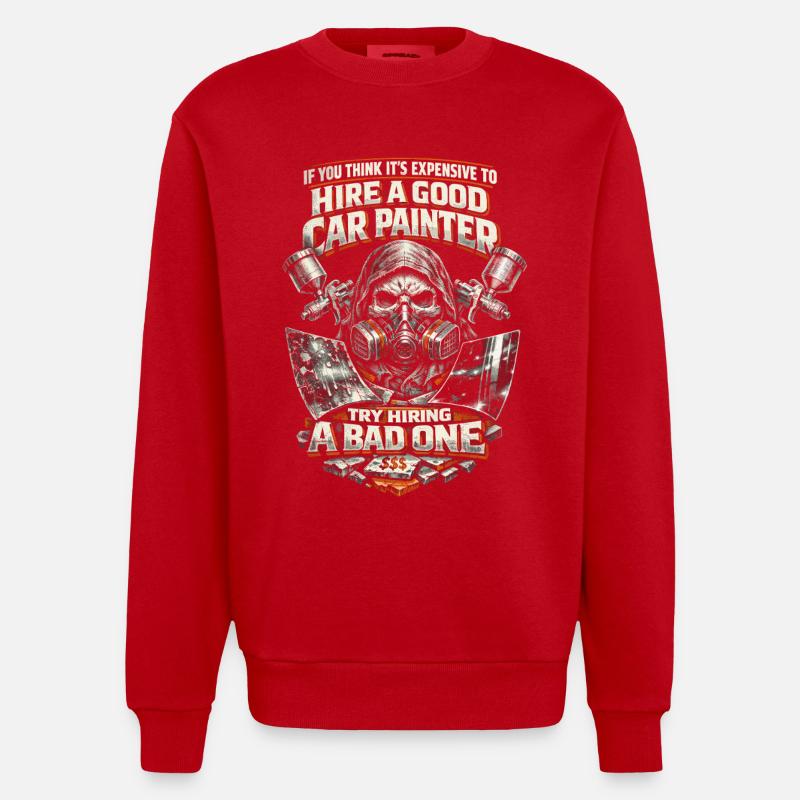 Vehicle Painter Car Painter Painter - Heavyweight Oversized Organic Crew Neck Made in EU - red