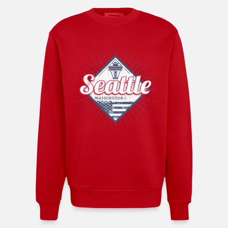Seattle dans l’État de Washington Souvenir - Sweat bio épais oversize fabriqué en UE - rouge