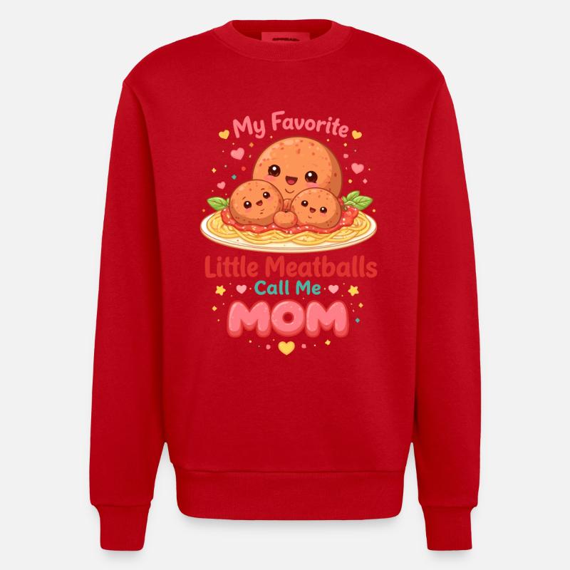 Mes petites boulettes m’appellent Mama Design - Sweat bio épais oversize fabriqué en UE - rouge