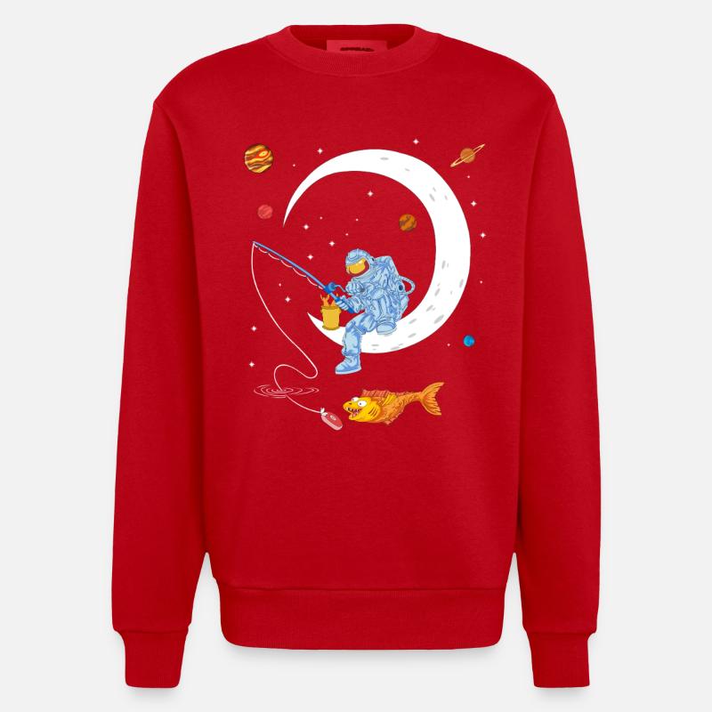 Chemise spatiale de pêche d’astronaute - Sweat bio épais oversize fabriqué en UE - rouge