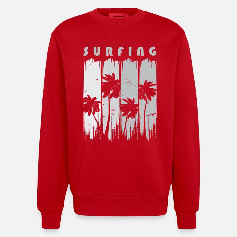 Surf Surfen Surfer - Sweat bio épais oversize fabriqué en UE - rouge