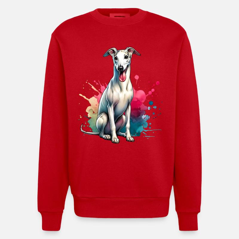 Windhund Geschenk - Heavyweight Oversized Organic Crew Neck Made in EU - Rot