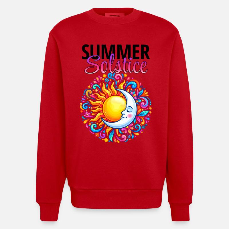 Litha Pagan Solstice d’été Midsommar - Sweat bio épais oversize fabriqué en UE - rouge