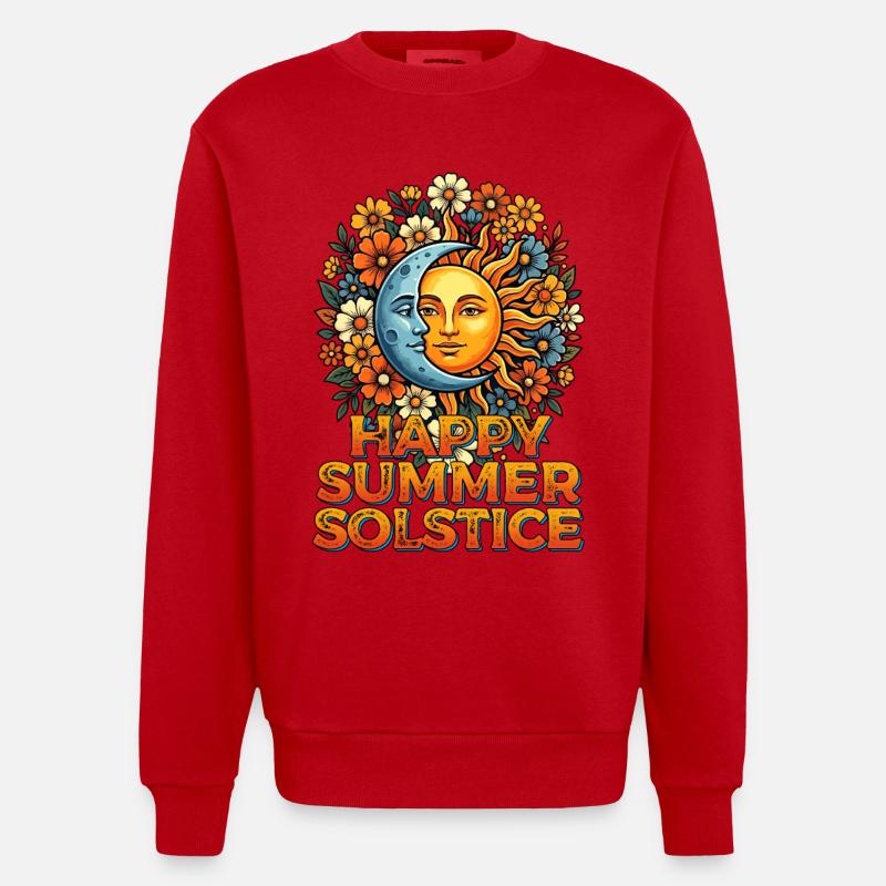 Litha Pagan Solstice d’été Midsommar - Sweat bio épais oversize fabriqué en UE - rouge