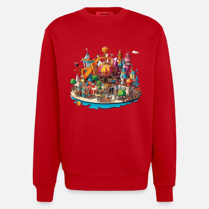 Farbenfrohe Freizeitinsel - Heavyweight Oversized Organic Crew Neck Made in EU - Rot