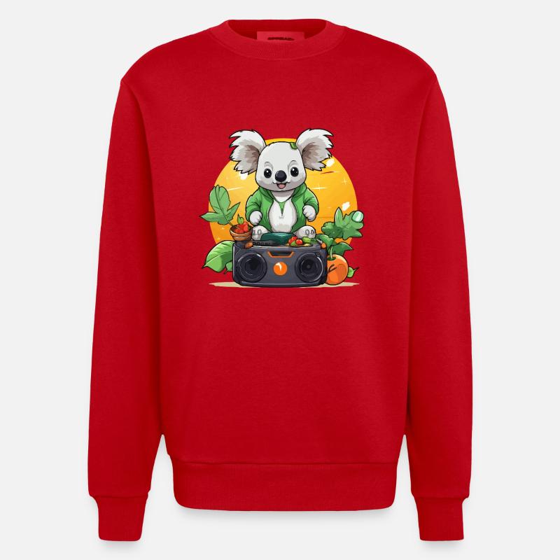 Koala DJ chez Gartenbeats - Sweat bio épais oversize fabriqué en UE - rouge
