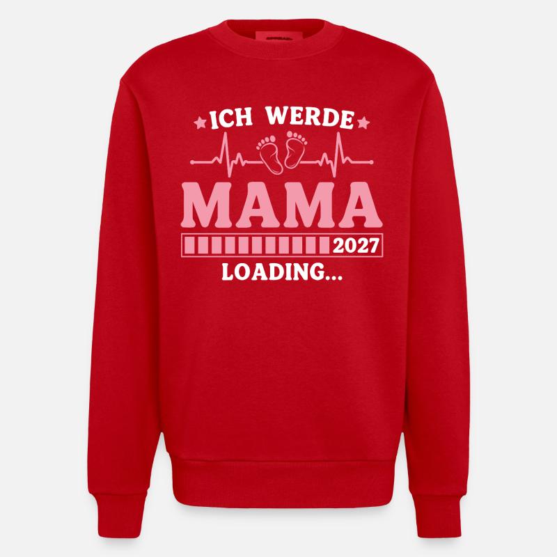 Ich werde Mama 2027 – Werdende Mutter - Heavyweight Oversized Organic Crew Neck Made in EU - Rot