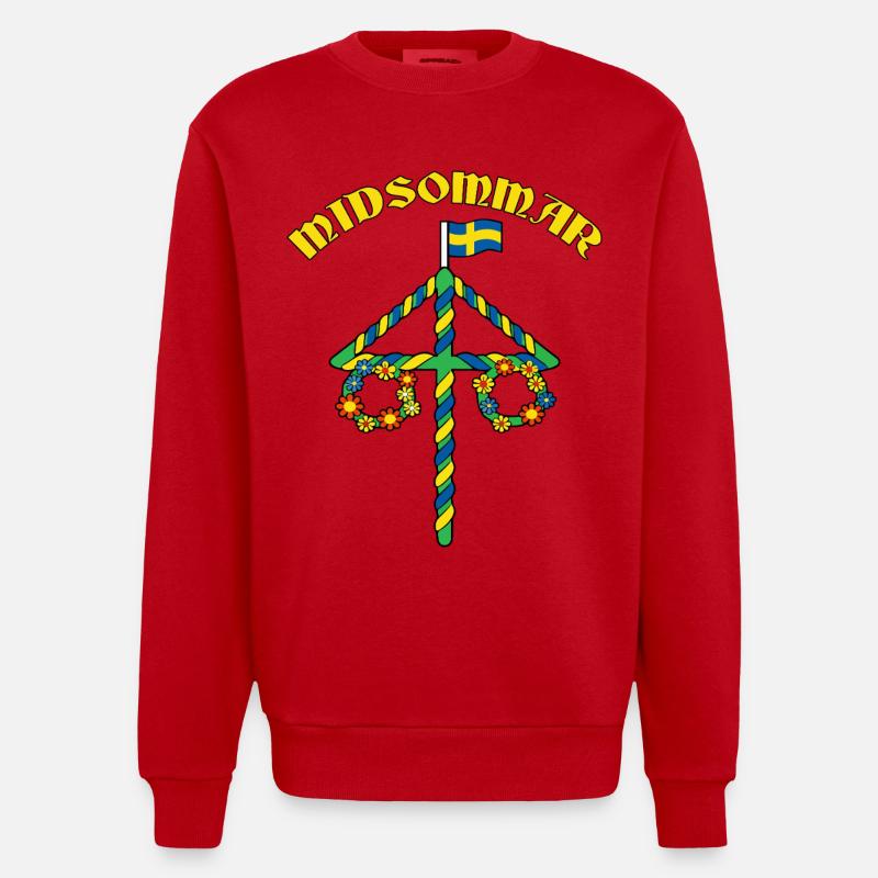 Litha Pagan Solstice d’été Midsommar - Sweat bio épais oversize fabriqué en UE - rouge