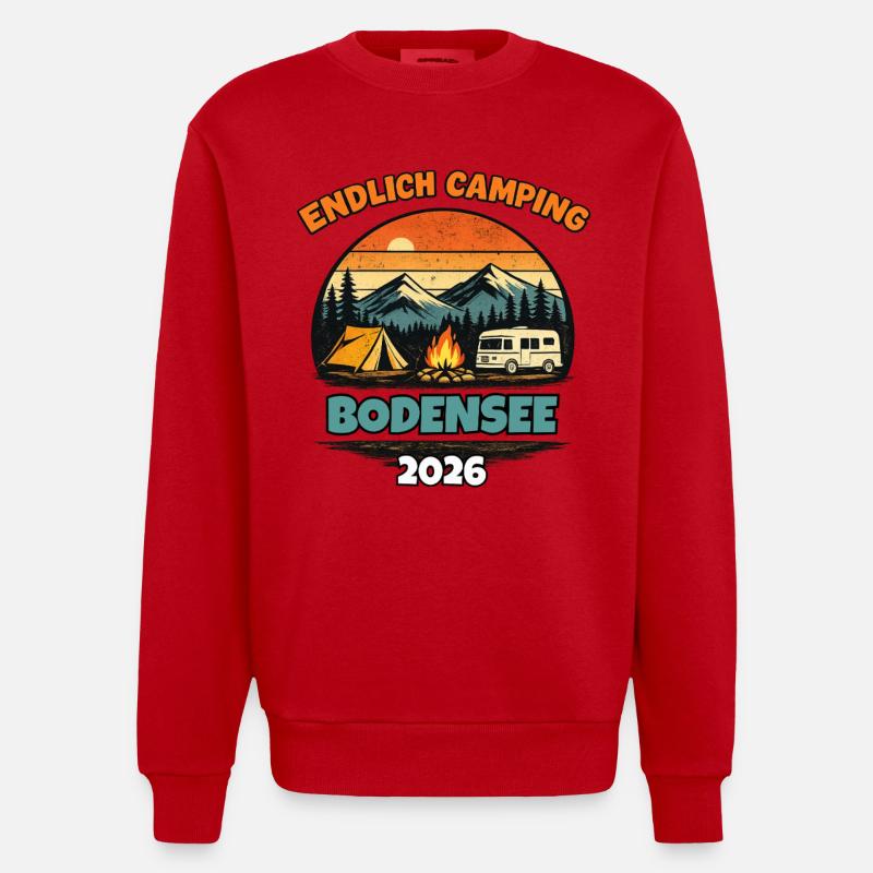 Endlich Camping Bodensee 2026 Camper Wohnmobil  - Heavyweight Oversized Organic Crew Neck Made in EU - Rot