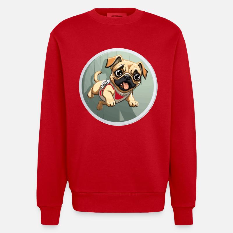 Squeaking Pug Sprinter - Heavyweight Oversized Organic Crew Neck Made in EU - red