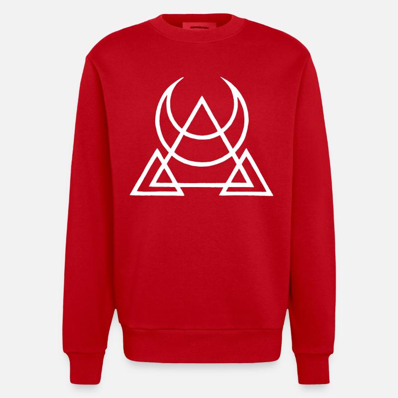 Symbole blanc des pyramides égyptiennes - Sweat bio épais oversize fabriqué en UE - rouge