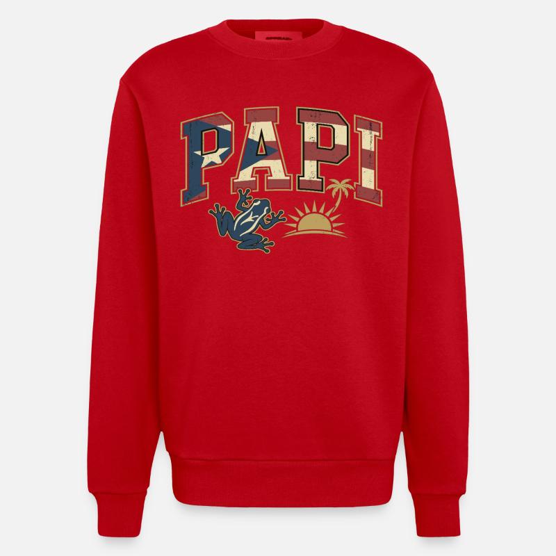 Papi Drapeau de Porto Rico - Sweat bio épais oversize fabriqué en UE - rouge