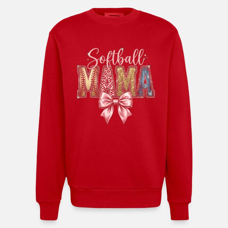 Softball Mama Coquette Léopard Bow - Sweat bio épais oversize fabriqué en UE - rouge