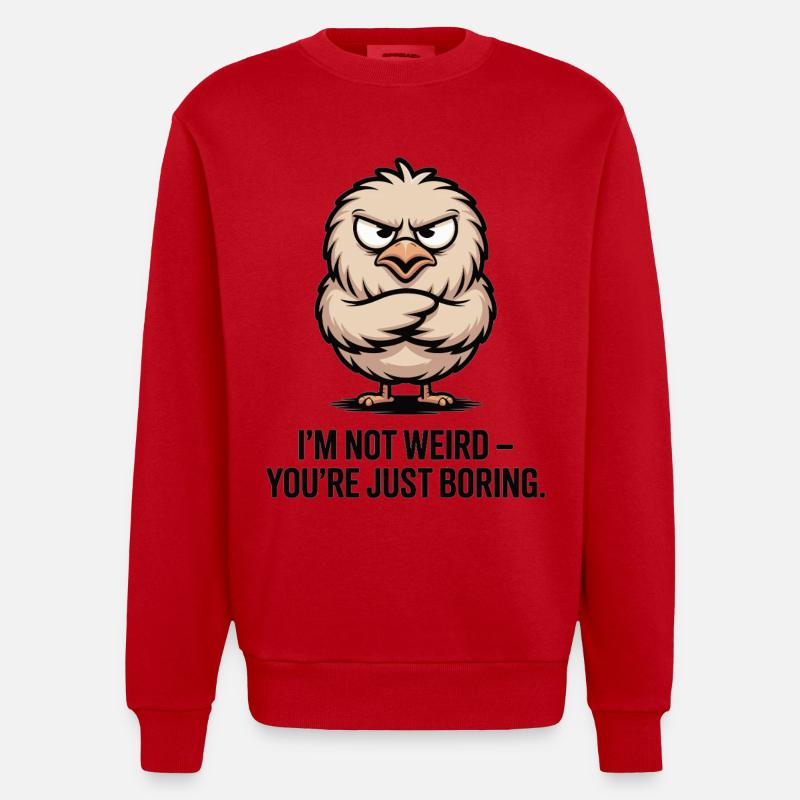 Sarkastischer Vogel Statement Shirt - Heavyweight Oversized Organic Crew Neck Made in EU - Rot