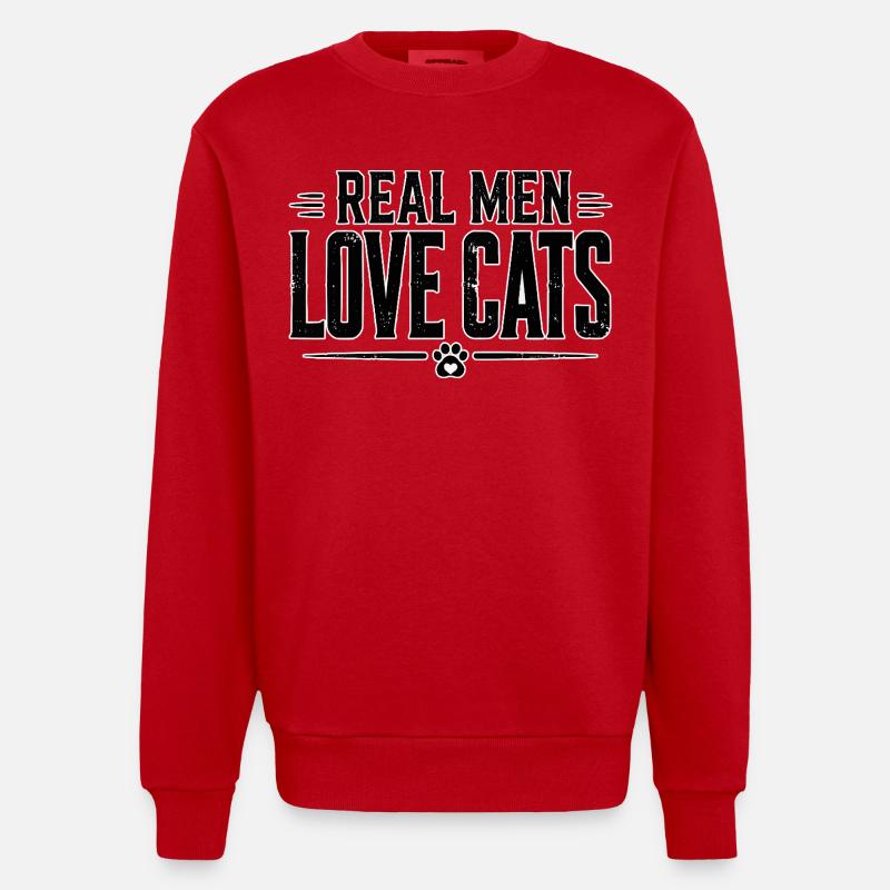 Echte Männer Lieben Katzen - Heavyweight Oversized Organic Crew Neck Made in EU - Rot