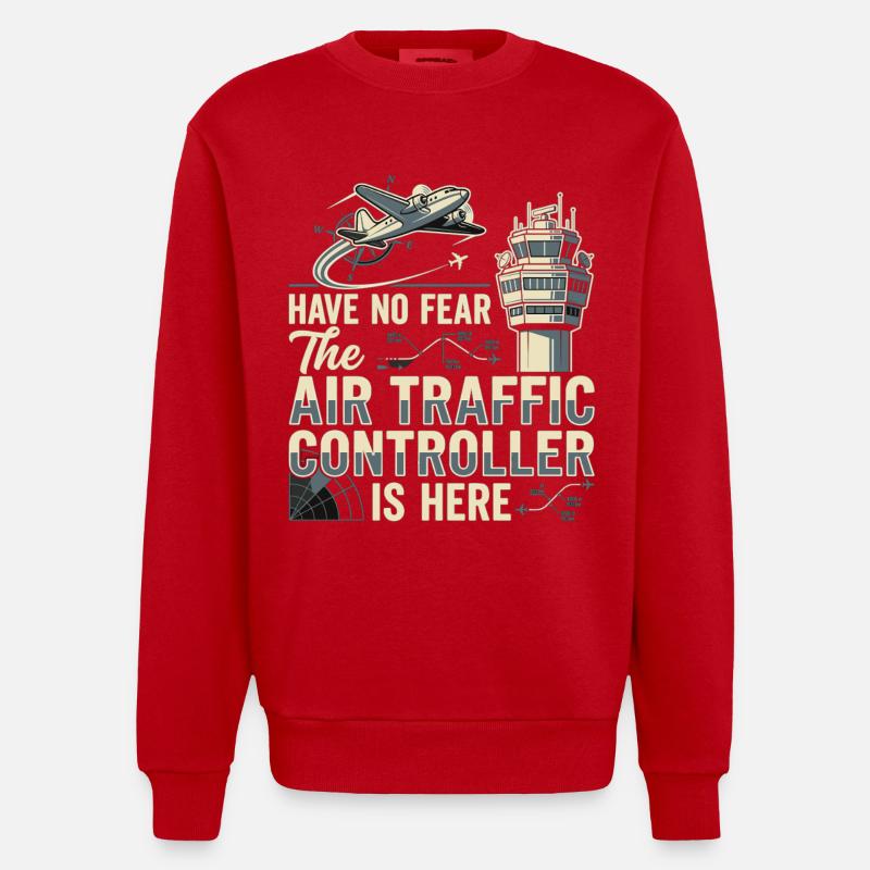 Fluglotse Air Traffic Controller Pilot - Heavyweight Oversized Organic Crew Neck Made in EU - Rot
