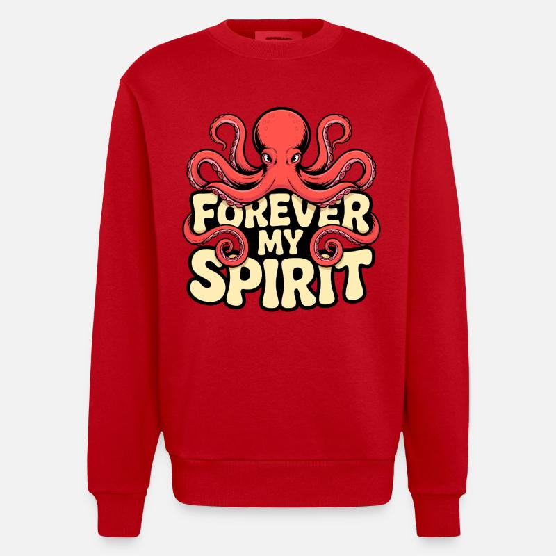 Vibrations de pieuvre - Sweat bio épais oversize fabriqué en UE - rouge