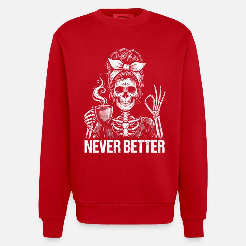 Kaffee, Kaffeetrinker, Kaffeetrinkerin, lustig - Heavyweight Oversized Organic Crew Neck Made in EU - Rot