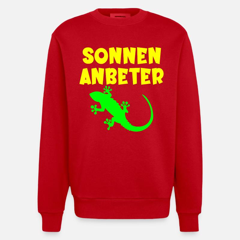 Sonnenanbeter Eidechse - Sommer Sonne - Heavyweight Oversized Organic Crew Neck Made in EU - Rot