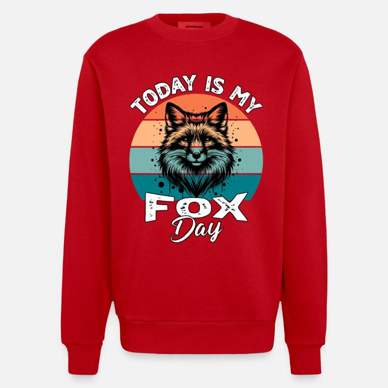 Red Fox Fox Fox - Heavyweight Oversized Organic Crew Neck Made in EU - red