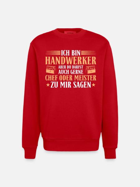 Handwerker Chef Meister – Heimwerker Geschenk - Heavyweight Oversized Organic Crew Neck Made in EU - Rot